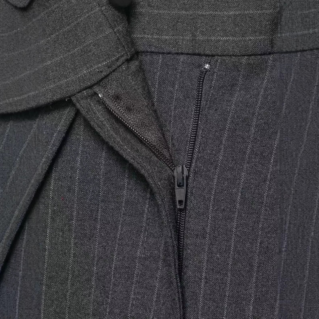 Damen Hochtaillierte Palazzohose mit Wickel-Überlagerung und Nadelstreifen Nord Taschen