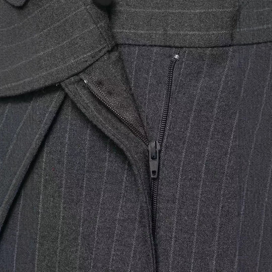 Damen Hochtaillierte Palazzohose mit Wickel-Überlagerung und Nadelstreifen Nord Taschen
