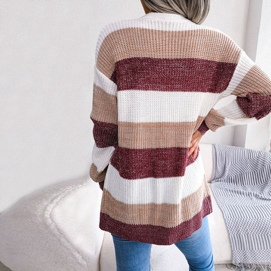 Nord Taschen | Gestreifte Strickjacke Im Lässigen Stil