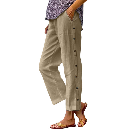 Damen Luftige Leinenhose Nord Taschen