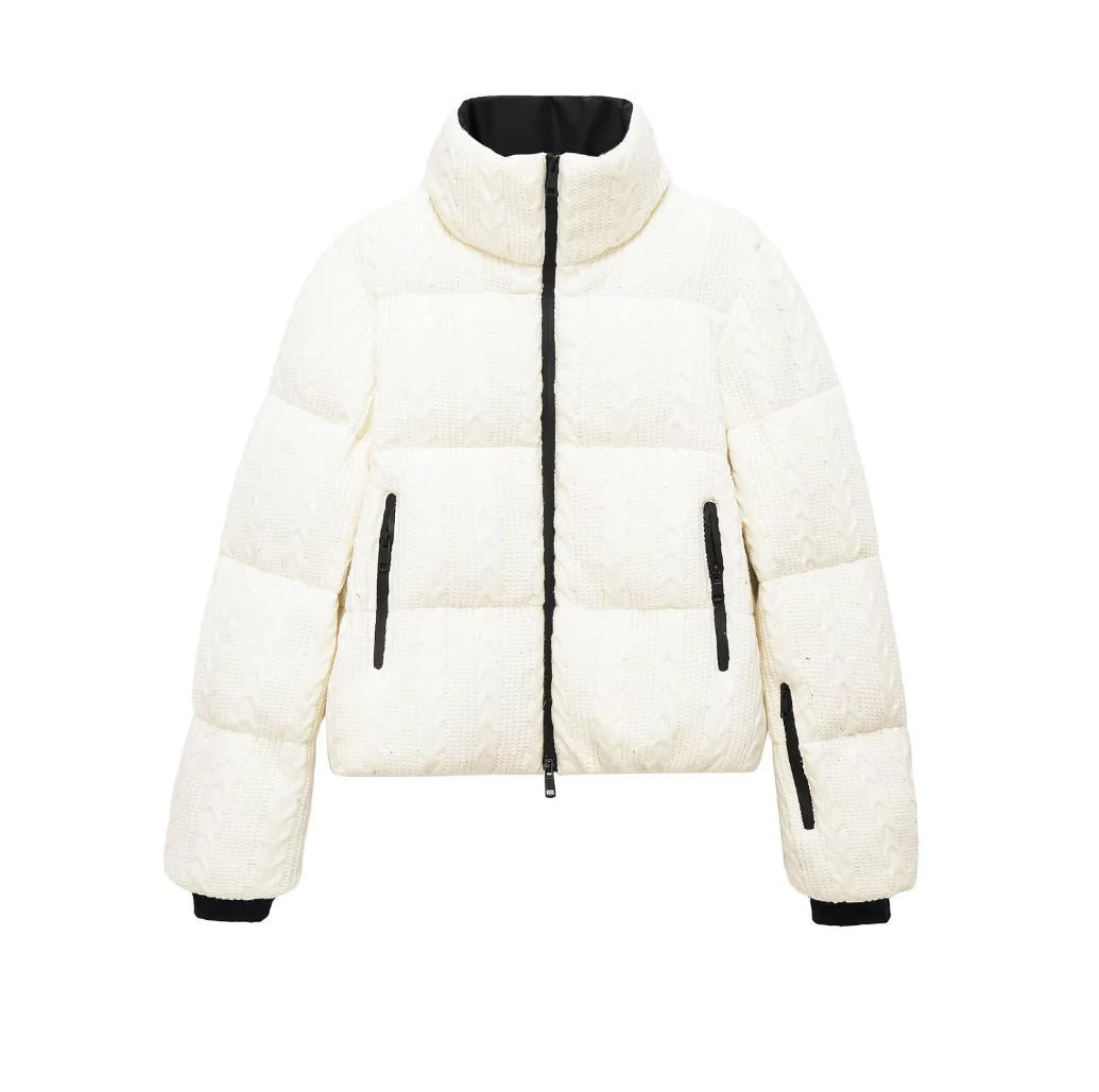 Damen Gepolsterte Cropped Steppjacke mit Zopfstrickoptik und hohem Stehkragen Nord Taschen