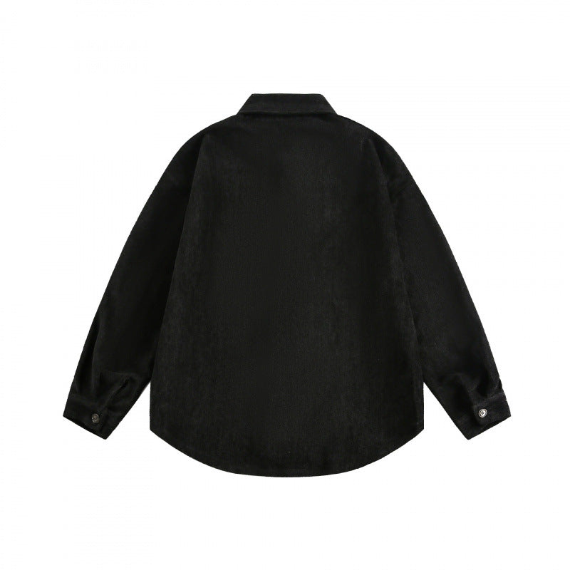 Unisex Oversize Samt-Hemdjacke mit Brusttasche und durchgehender Knopfleiste Nord Taschen