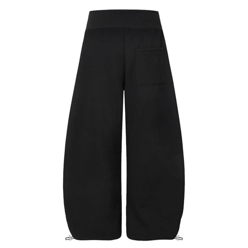 Damen Culotte-Loungehose mit hohem Rippbund, vorderer Zierknopfleiste und verstellbarem Saum Nord Taschen