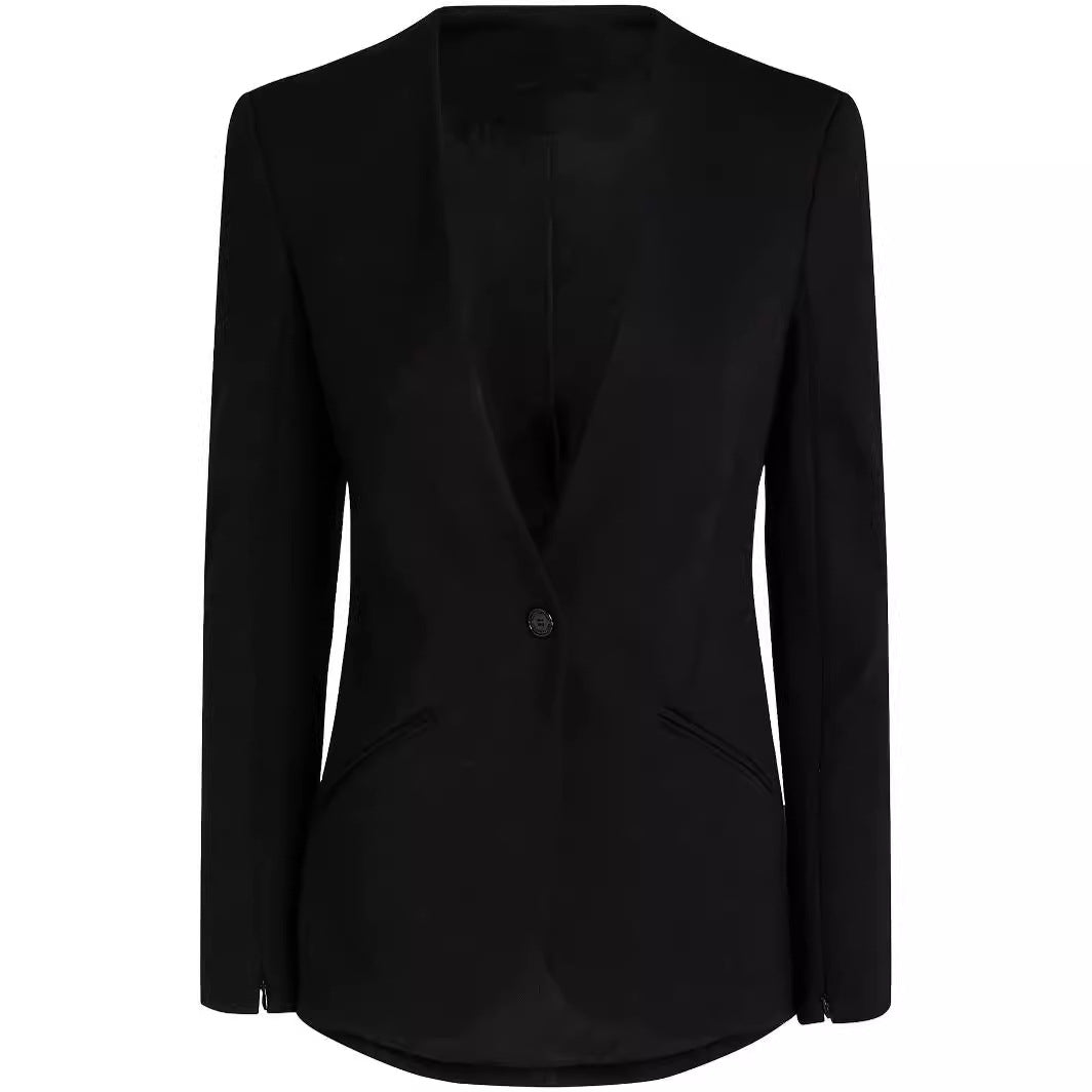 Damen Cape-Ärmel Tailoring-Blazer mit taillierter Silhouette und ausgestellter Hose mit Beinschlitz Nord Taschen