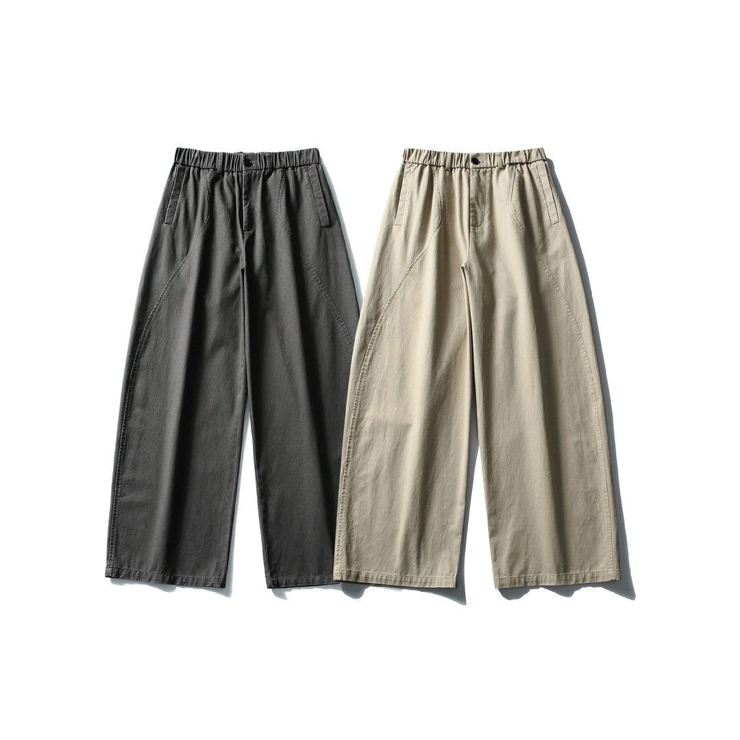 Damen Weite Cropped-Hose mit elastischem Bund und dekorativen Nahtpasse Nord Taschen