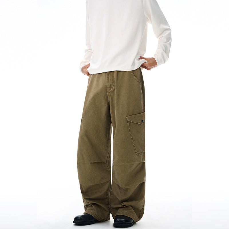 Herren Weite Canvas-Cargohose im Baggy-Schnitt mit extra weitem Bein, Knieabnähern und aufgesetzter Seitentasche Nord Taschen