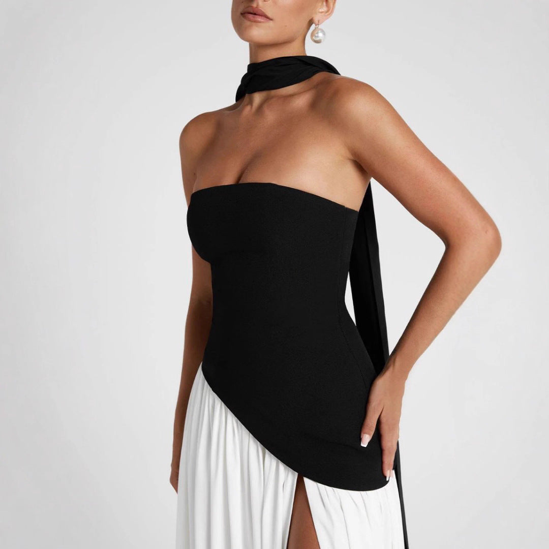 Damen Hochwertiges Abendkleid mit asymmetrischem Schnitt und elegantem Schlitz