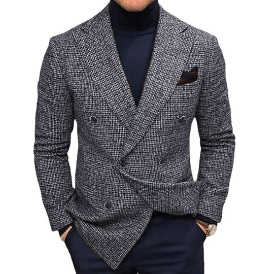 Herren eleganter, kariert Doppelreiher Blazer