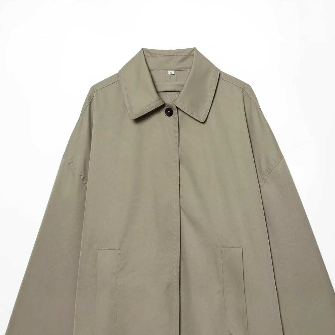 Damen Weitgeschnittener Cape‑Mantel mit verdeckter Knopfleiste und aufgesetzten Taschen Nord Taschen