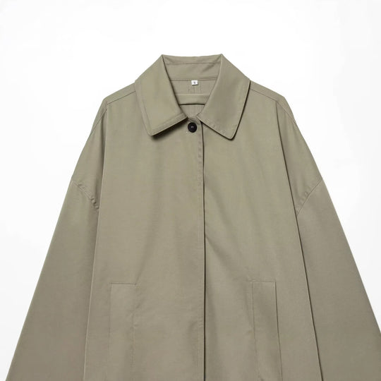 Damen Weitgeschnittener Cape‑Mantel mit verdeckter Knopfleiste und aufgesetzten Taschen Nord Taschen