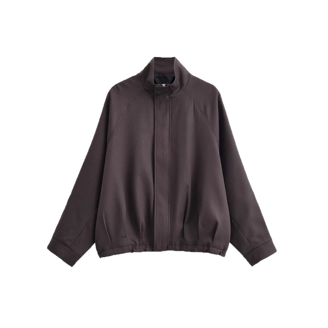 Damen Oversized Cropped Bomberjacke mit Funnelkragen und Raglanärmeln Nord Taschen