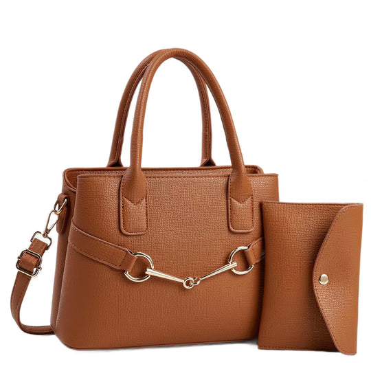 Damen strukturierte Handtasche mit eleganten Akzenten und abnehmbarer Clutch Nord Taschen
