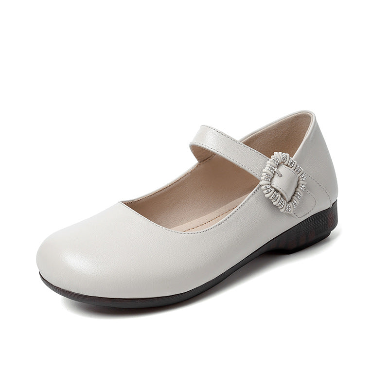 Damen Mary Jane Schuhe mit dekorativer Schnalle und komfortablem Blockabsatz