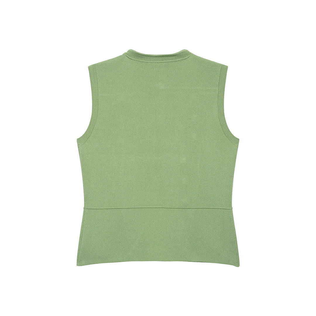 Damen Ärmellose Strickweste im Militärstil mit dekorativen Metallknöpfen und aufgesetzten Taschen Nord Taschen