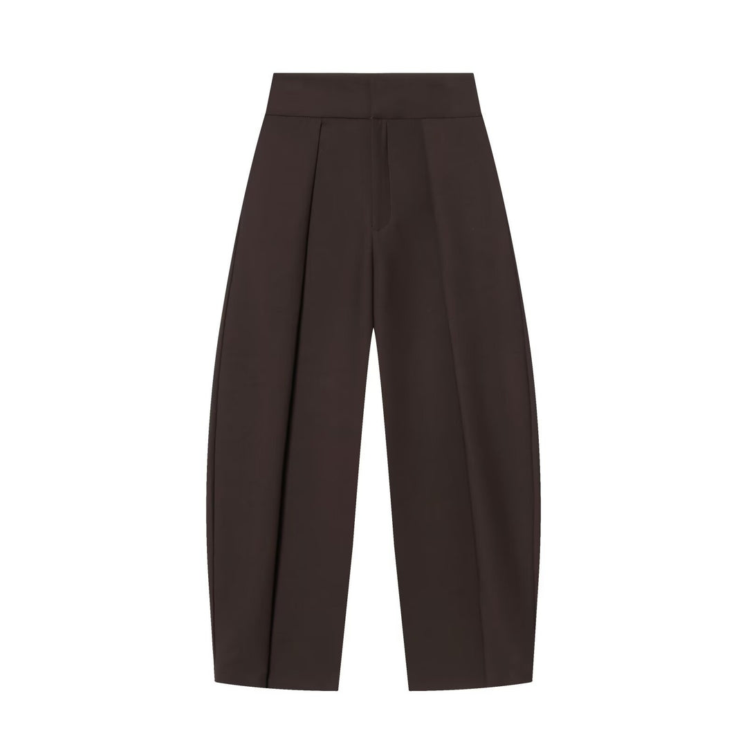 Damen Hochtaillierte Plissée-Hose mit weitem Bein und markanten Vorderfalten Nord Taschen