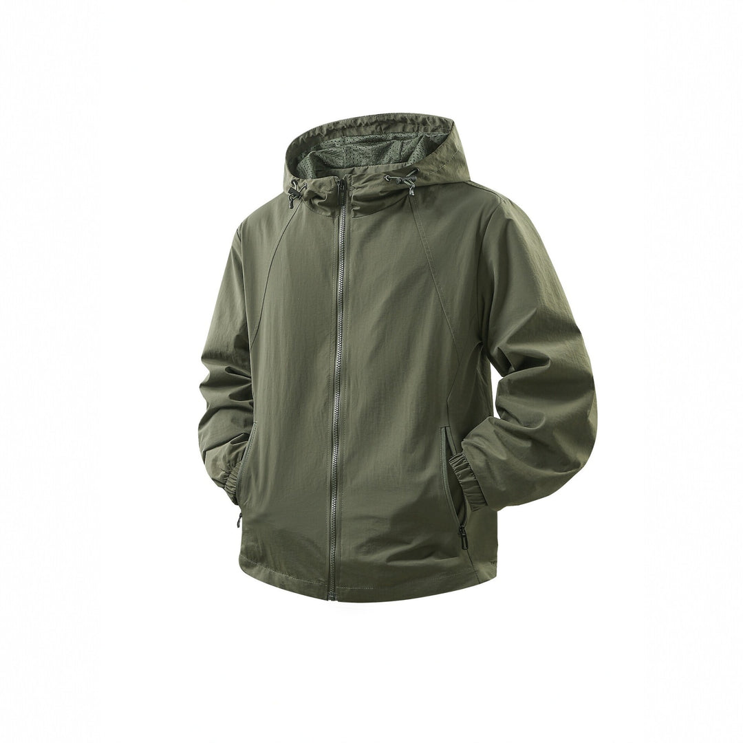 Herren Leichte atmungsaktive Kapuzen-Windjacke mit Mesh-Innenfutter und Reißverschlusstaschen Nord Taschen