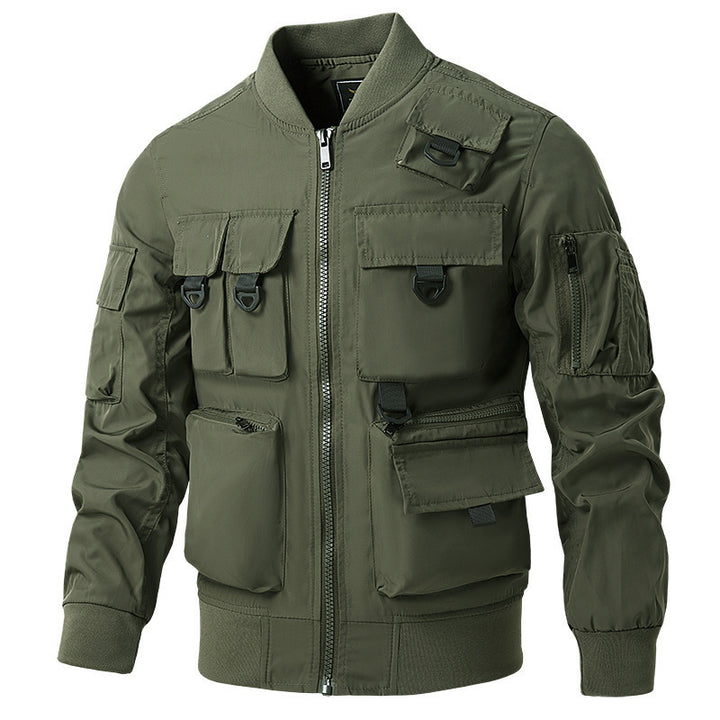 Herren  leichte Multitaschen-Bomberjacke im Pilotstil mit taktischen Schnallen, wasserabweisendem Nylon und elastischem Bund Nord Taschen