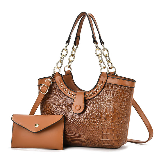 Damen Handtasche mit luxuriösem Krokodil-Look und abnehmbarer Mini-Clutch Nord Taschen
