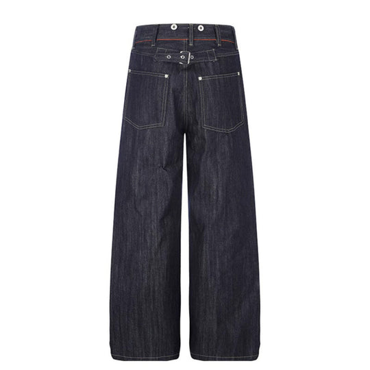 Damen Hochgeschnittene weite Denim-Palazzo-Jeans mit Five-Pocket-Schnitt Nord Taschen