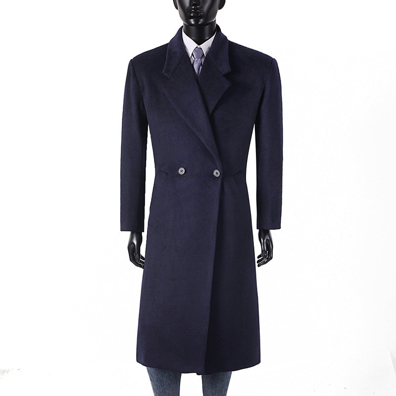 Herren Moderner Longcoat aus Wollmix mit schmalem Revers, leichter Taillierung und seitlichen Eingrifftaschen Nord Taschen