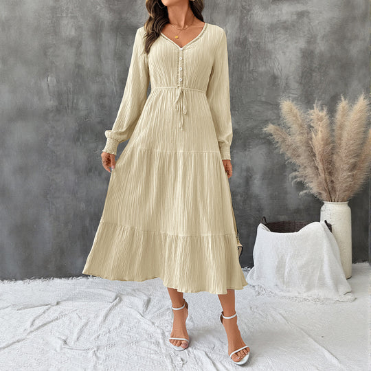 Damen Langes Wickelkleid mit Taillenbindung Nord Taschen