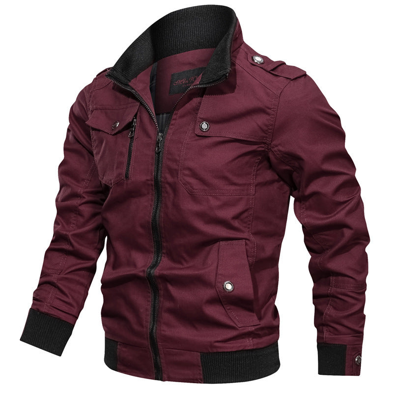Herren robuste Canvas-Pilotenjacke mit Schulterepauletten, Rippbündchen und Multifunktions-Taschen Nord Taschen