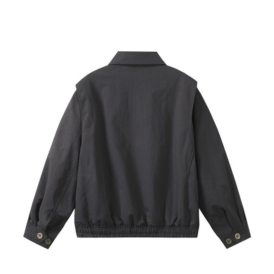 Unisex Leichte Oversize Übergangsjacke im Bomberstil mit Hemdkragen und elastischem Saum Nord Taschen