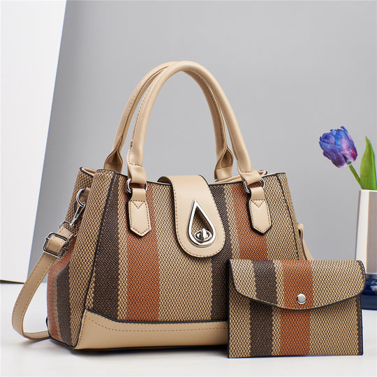 Damen hochwertige Handtasche mit luxuriösem Streifenmuster Nord Taschen
