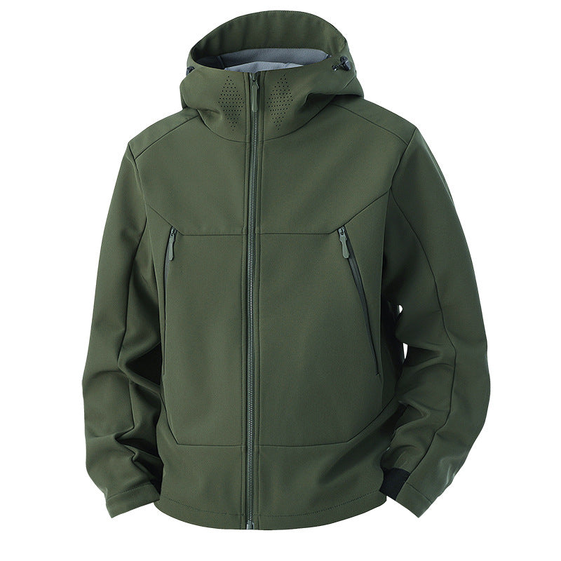 Herren Softshell-Funktionsjacke mit hohem Thermokragen, Kapuze und wasserabweisenden Reißverschlüssen Nord Taschen