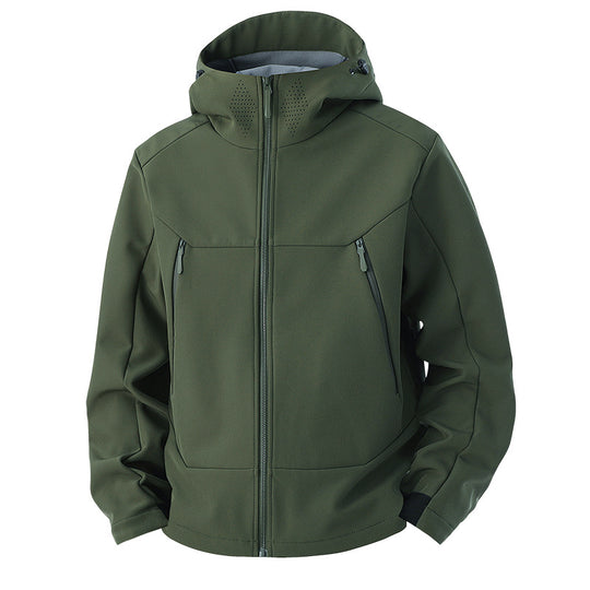 Herren Softshell-Funktionsjacke mit hohem Thermokragen, Kapuze und wasserabweisenden Reißverschlüssen Nord Taschen