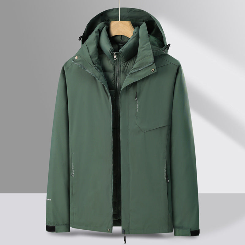 Herren dreiteiliger Übergangsparka mit abnehmbarer gesteppter Innenjacke und wetterfester Softshell-Außenlage Nord Taschen
