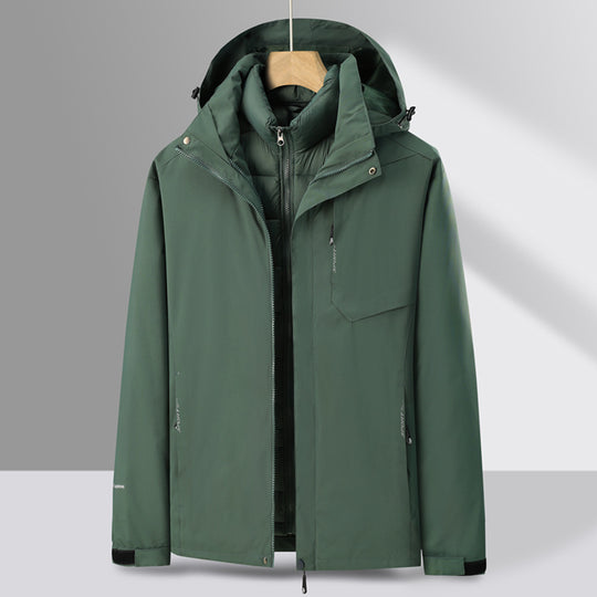 Herren dreiteiliger Übergangsparka mit abnehmbarer gesteppter Innenjacke und wetterfester Softshell-Außenlage Nord Taschen