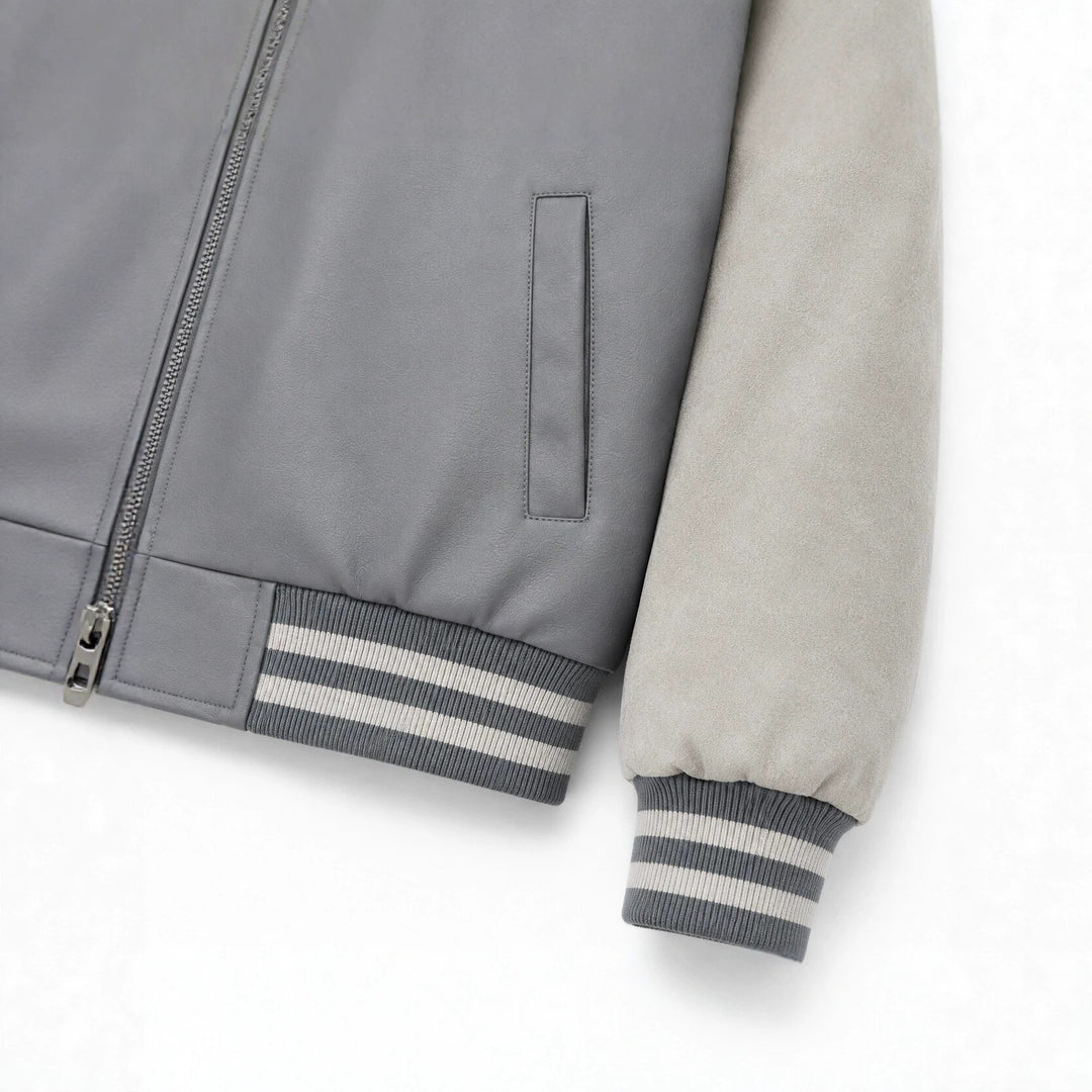 Herren Collegejacke im Letterman‑Style mit Kunstlederkörper und Veloursärmeln Nord Taschen