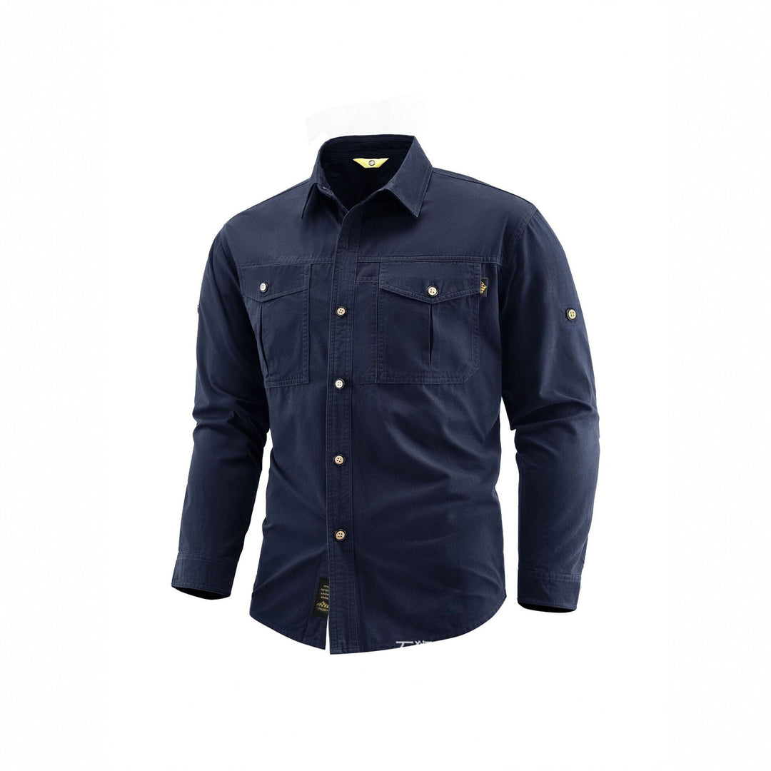 Herren Canvas-Overshirt im Field‑Style mit Brustklappen und durchgehender Knopfleiste Nord Taschen
