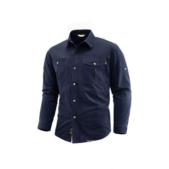 Herren Canvas-Overshirt im Field‑Style mit Brustklappen und durchgehender Knopfleiste Nord Taschen