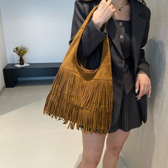 Damen Schultertasche mit Fransen Nord Taschen