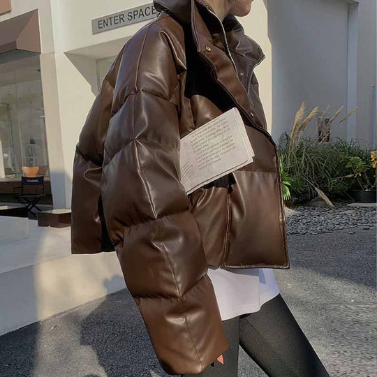 Damen Modische Lederdaunenjacke Nord Taschen