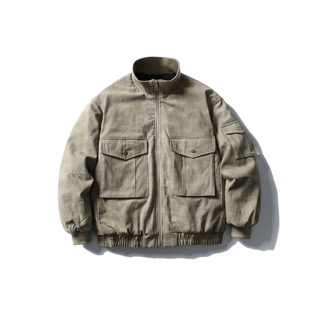 Herren Boxy Utility-Blousonjacke mit Stehkragen, Cargo-Ärmel und aufgesetzten Pattentaschen Nord Taschen