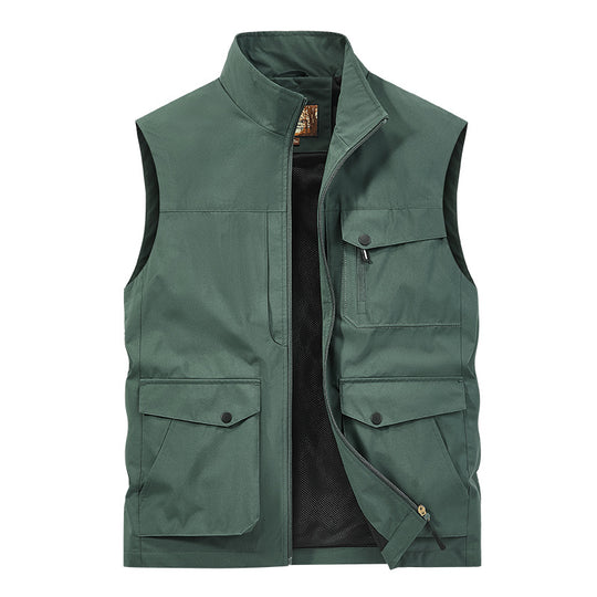 Herren Outdoor-Utilityweste mit Multitaschen, Reißverschluss und Meshfutter Nord Taschen