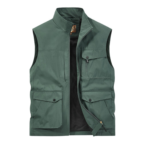 Herren Outdoor-Utilityweste mit Multitaschen, Reißverschluss und Meshfutter Nord Taschen