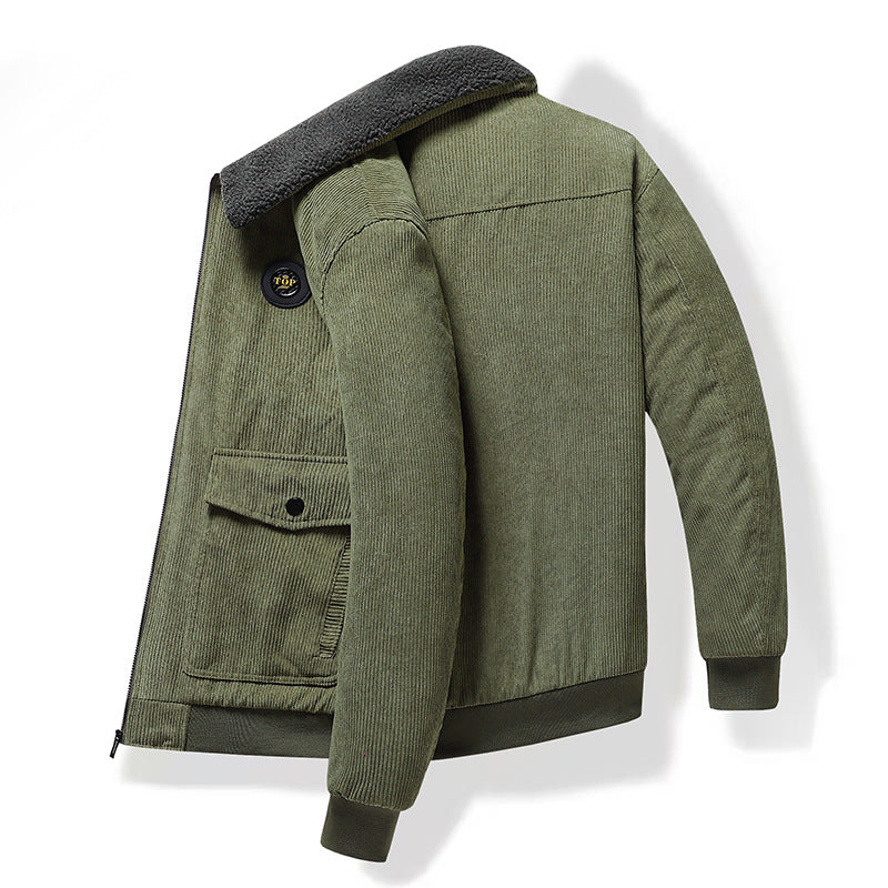 Herren Cord-Blouson mit Teddyfutter, Pattentaschen und Stehkragen Nord Taschen