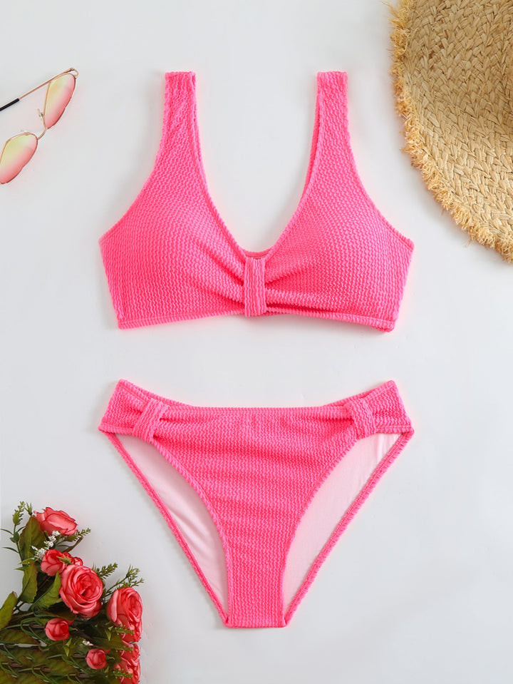 Damen Zweiteiliger Bikini mit verspieltem Wellenmuster