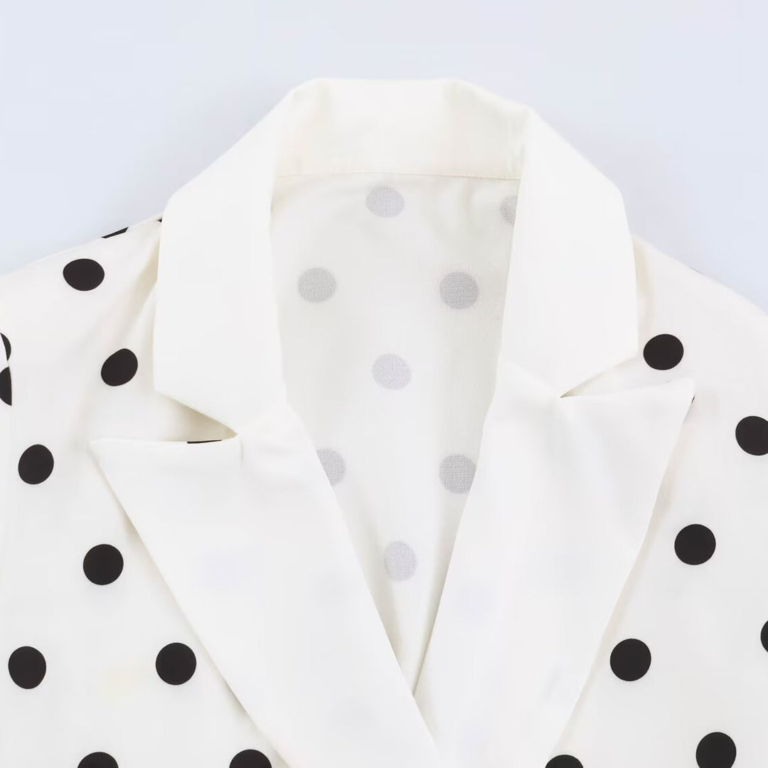 Damen Midilanger Mantel mit Polka‑Dot‑Print, Doppelreiher und Schalkragen Nord Taschen