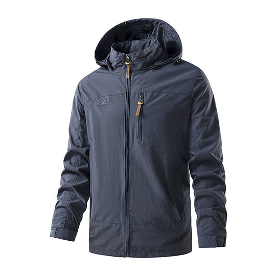 Herren Ultraleichte Outdoor-Kapuzenjacke mit Mesh-Innenfutter, Brustreißverschluss und verstellbaren Bündchen Nord Taschen