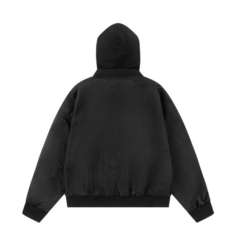 Unisex Oversize Kapuzen-Blousonjacke mit Rippbündchen und Pattentaschen Nord Taschen
