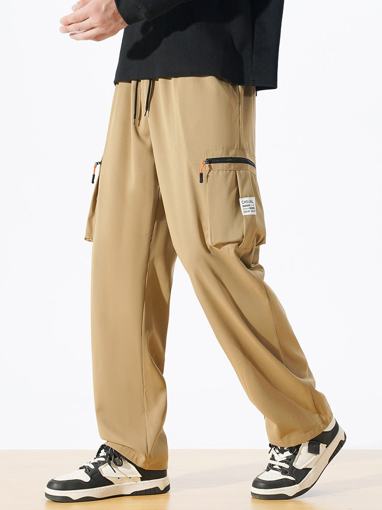 Herren Locker geschnittene Utility‑Cargohose mit Tunnelzugbund, Reißverschluss‑Beintaschen & geradem Bein Nord Taschen