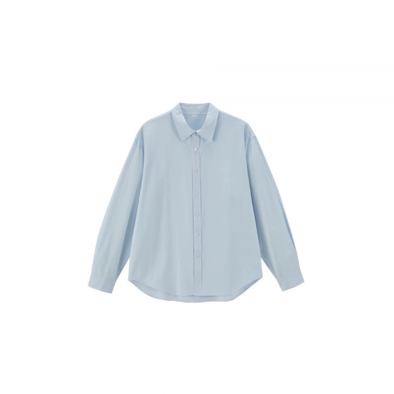 Damen Lockeres Oversize-Blusenhemd mit Kentkragen, durchgehender Knopfleiste und abgerundetem Saum Nord Taschen