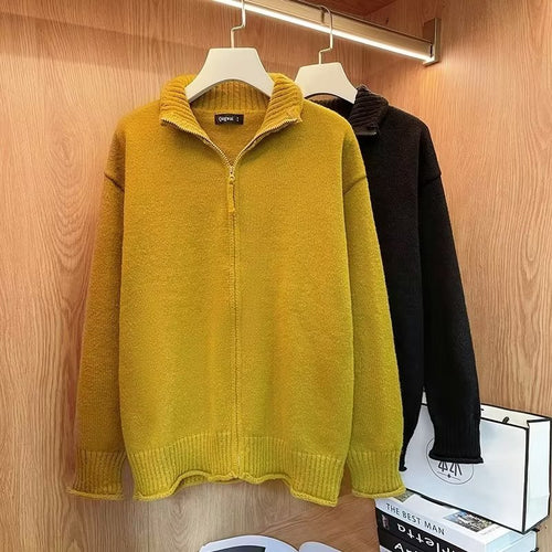 Unisex Komfortabler Reißverschluss-Strickblouson mit geradem Schnitt und Stehkragen Nord Taschen