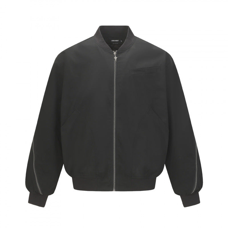 Unisex Boxy-Bomberjacke mit durchgehendem Reißverschluss, geripptem Saum und Brust‑Welttasche Nord Taschen