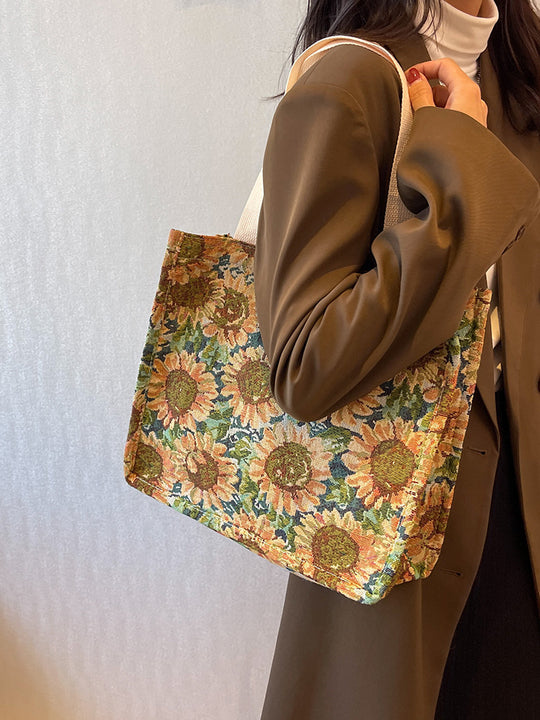 Damen Jute-Shopper-Tasche mit floralem Design und robusten Henkeln Nord Taschen